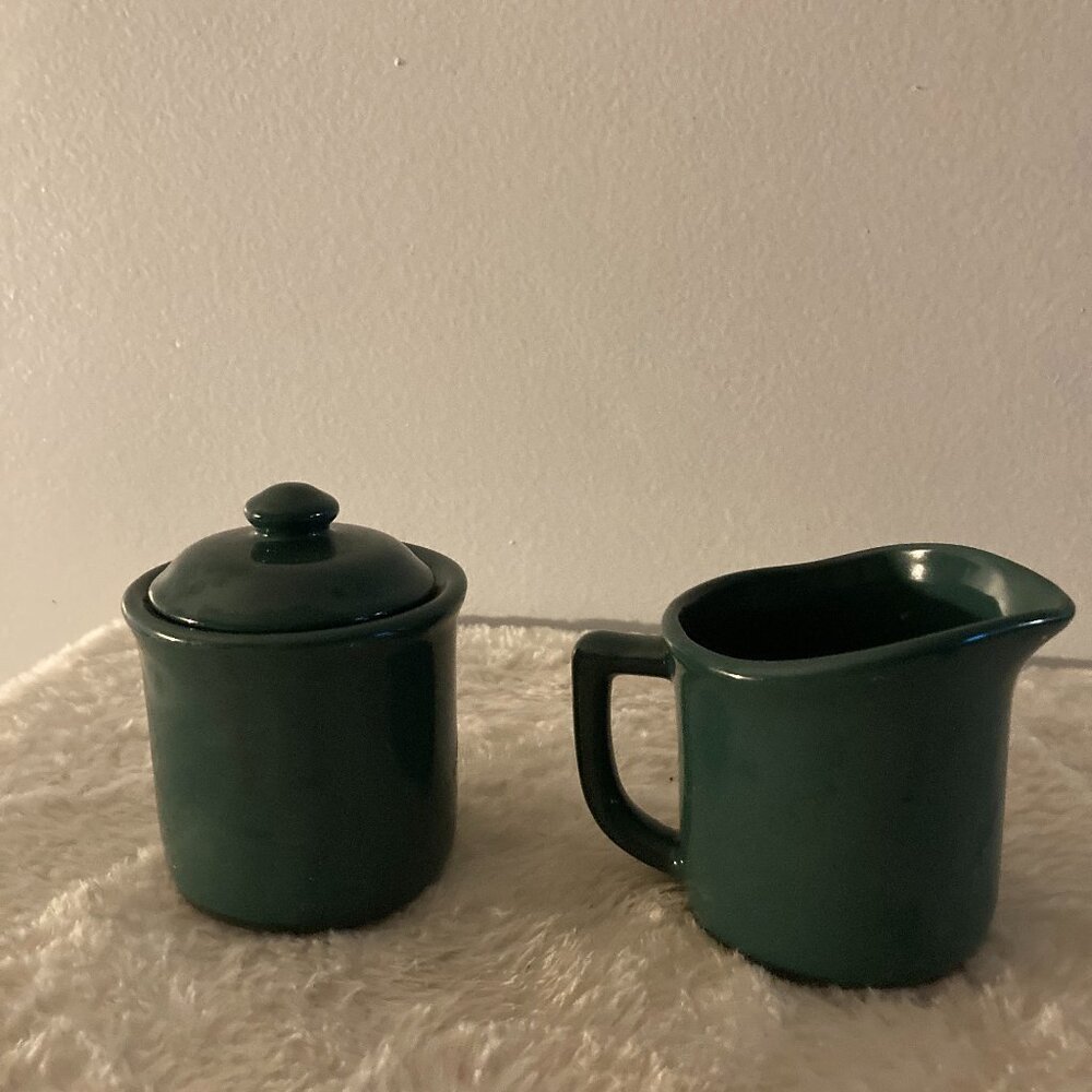 Newcor Bravo Hunter Green 6oz Creamer & Sugar Bowl w/Lid